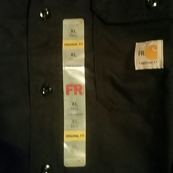 CARHARTT Tall FIRE RESISTANT Shirt NAVY - Picture 4 of 7